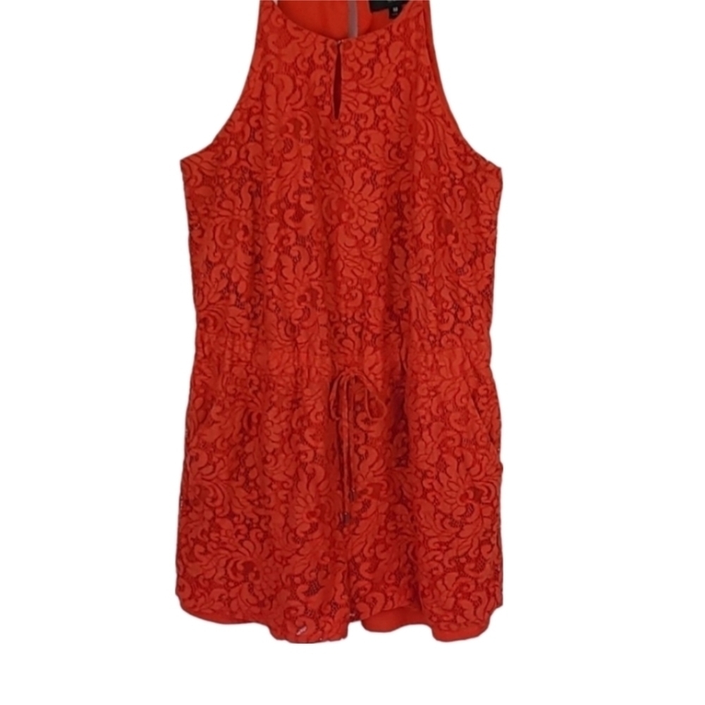 Vintage Mossimo Orange Lace Shorts Romper w/ Pockets, Fully Lined
